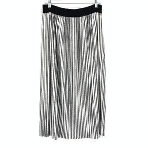 Andi + James Pull On Pleated A-Line Skirt Womens Size Medium Black White *FLAW
